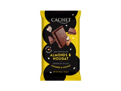 Tabulková čokoláda Cachet - Mléčná s mandlemi, 300 G
