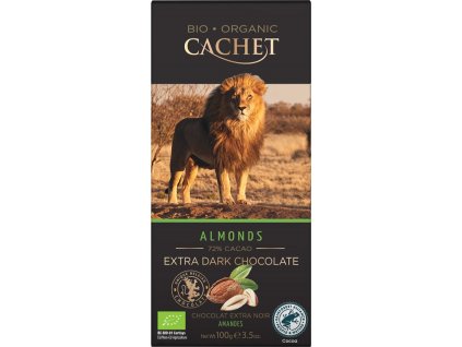 Tabulková čokoláda Cachet - BIO hořká 72% s mandlemi, 100 G