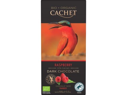 Tabulková čokoláda Cachet - BIO hořká 57% s malinami, 100 G