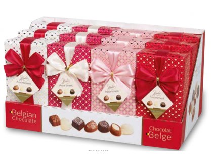 Belgické pralinky Valentýn v přebalu s mašlí, 250 G