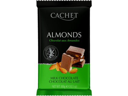 Tabulková čokoláda Cachet - Mléčná s mandlemi, 300 G