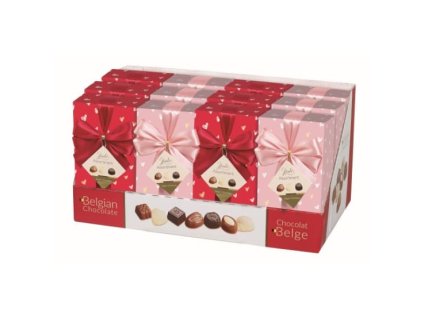 Belgické pralinky Valentýn v přebalu s mašlí, 250 G