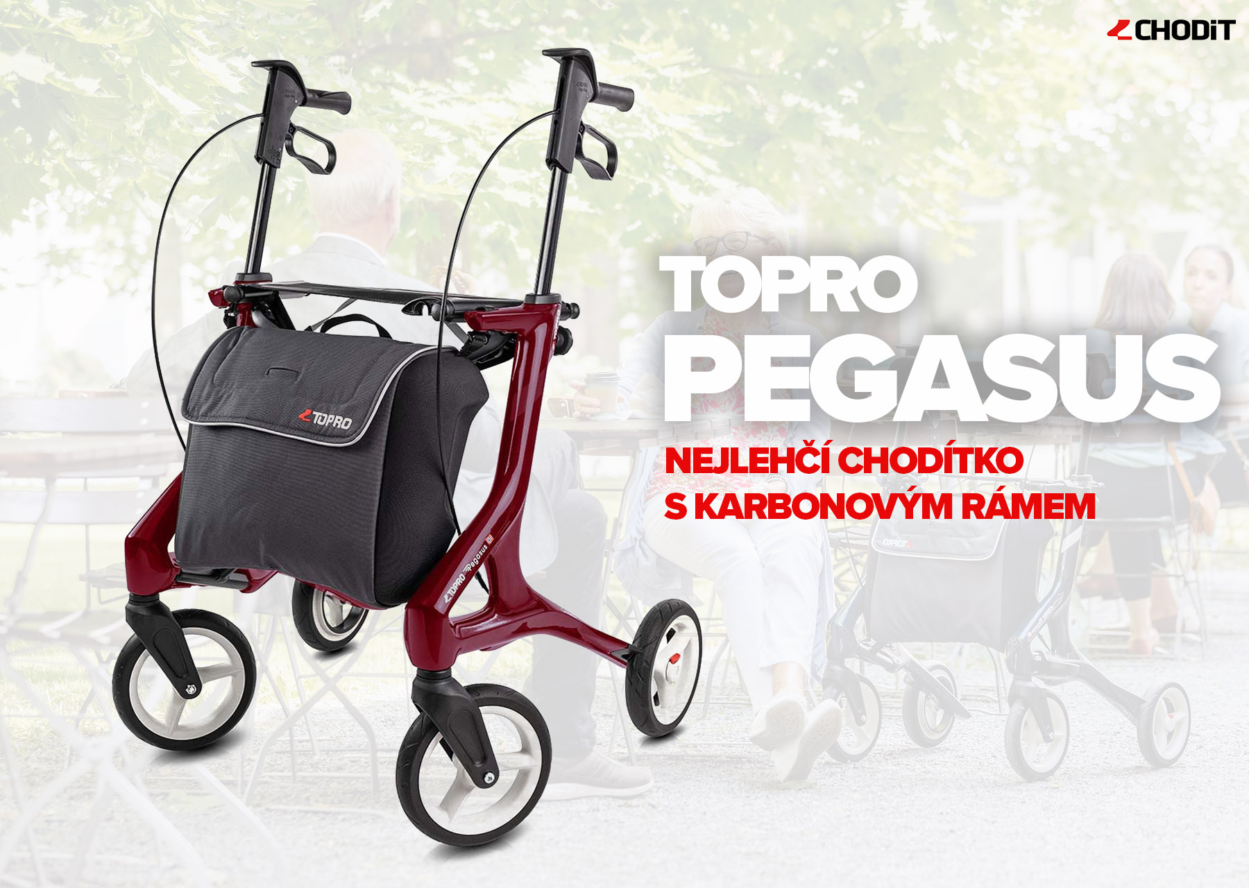TOPRO Pegasus - nejlehčí chodítko s karbonovým rámem na trhu