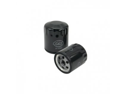 S&S, spin-on oil filter. Black