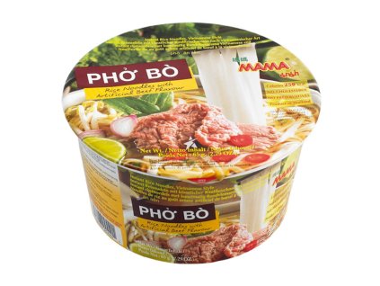 Mama instantní rýžová nudlová polévka s hovězí příchutí v misce PHO BO 65g