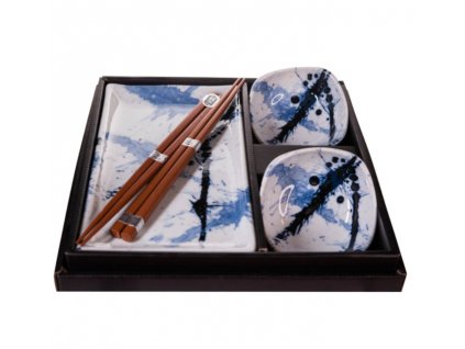 mij sushi set blue white splash 4 pcs