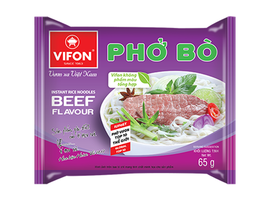 Vifon instantní rýžová nudlová polévka s hovězí příchutí PHO BO 60g