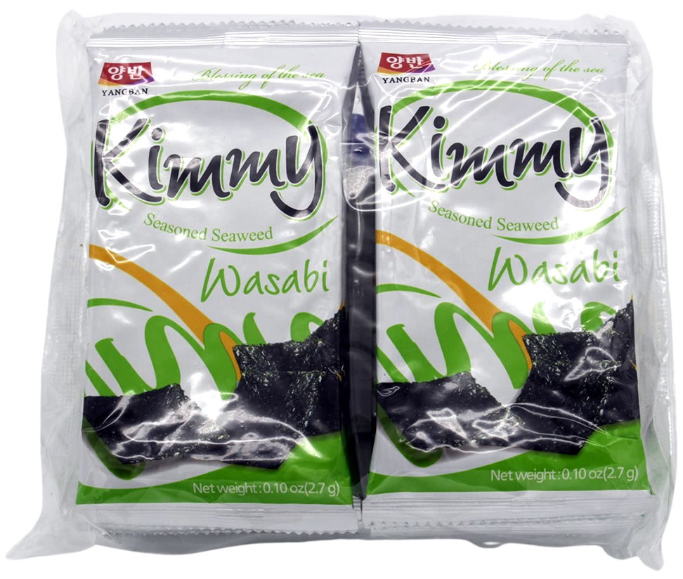 Levně Dongwon Kimmy Nori křupavé plátky mořské řasy Wasabi 21,6g (8x2,7g)