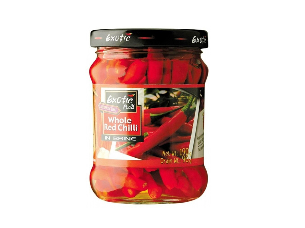 Exotic Food červené chilli papričky celé ve slaném nálevu 190g