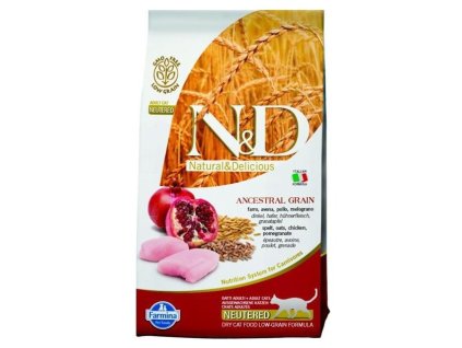 N&D Cat AG Adult Neutered Chicken Spelt, Oats & Pomegranate 1,5kg