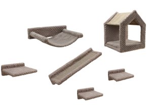 Kočičí strom na zeď KERBL 80920 MONTE BALDO, sada nástěnných pater, taupe, 6 ks 1