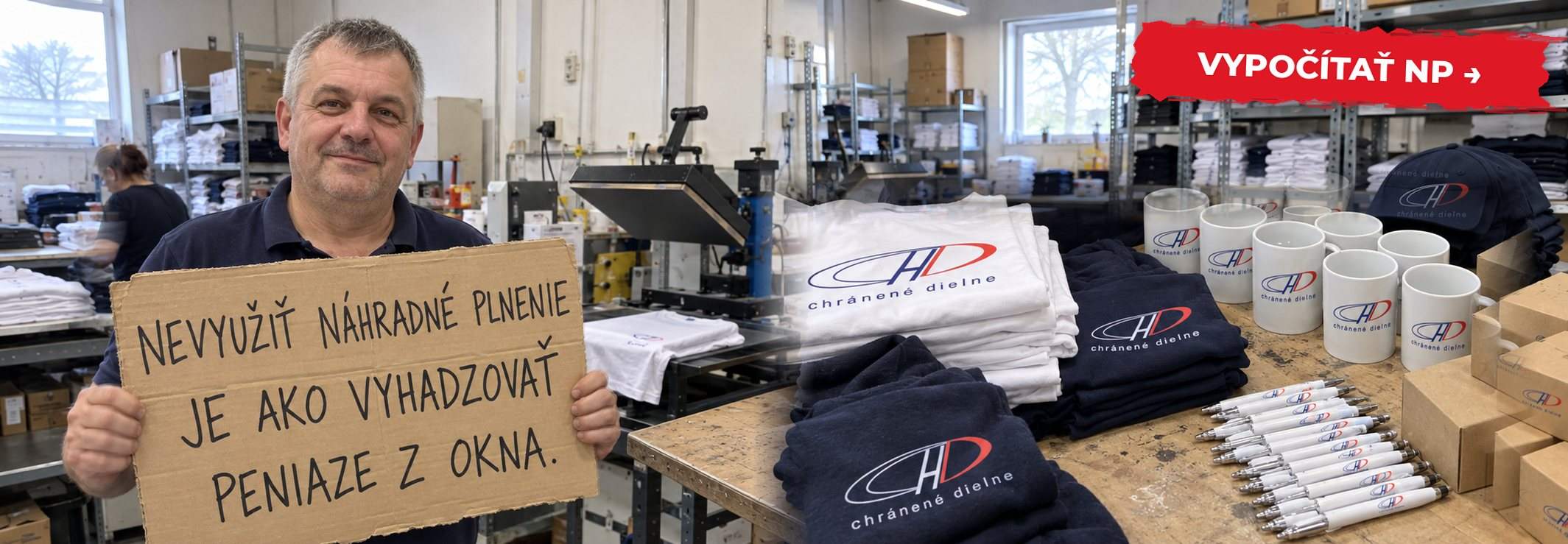Náhradné plnenie cez chránenú dielňu – ušetrite oproti odvodu štátu, reklamné predmety s logom