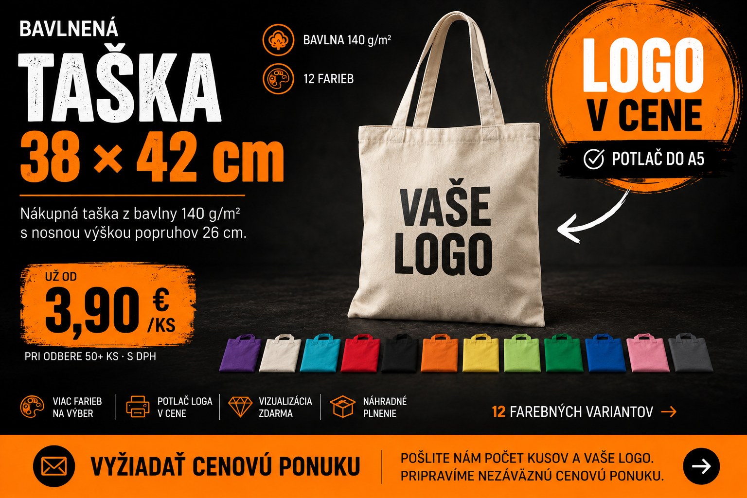 Bavlnená taška s logom