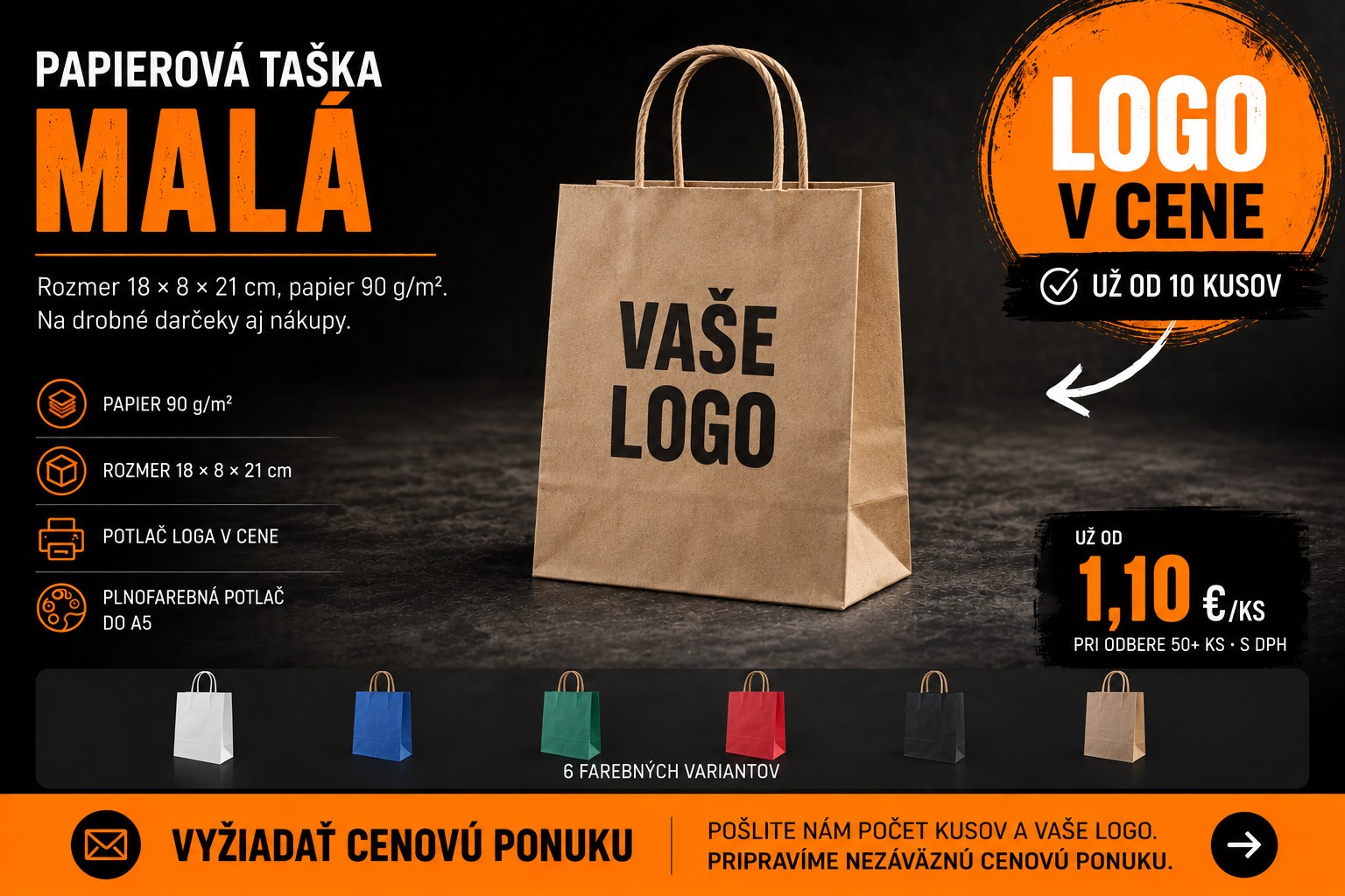 Malá papierová taška s logom