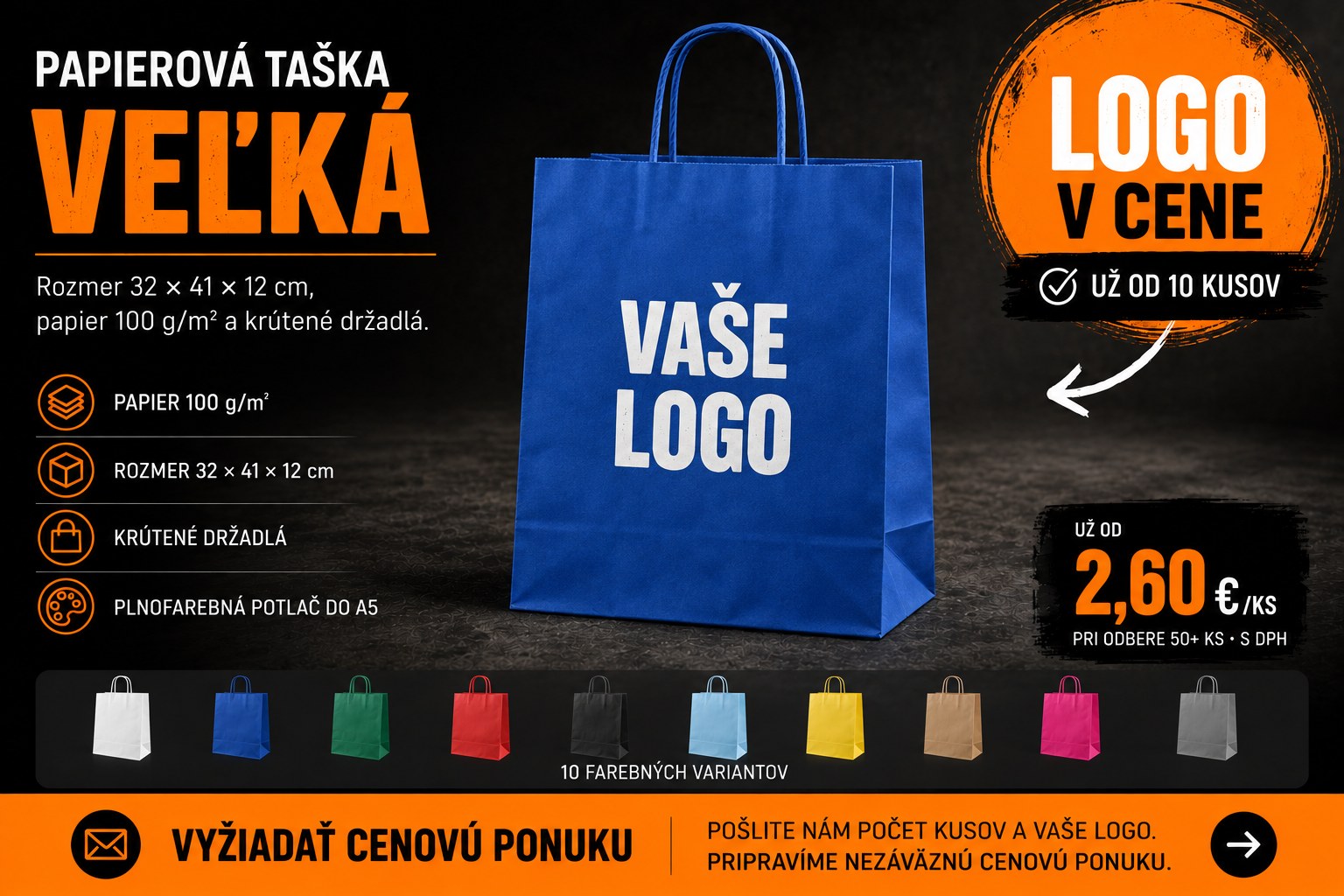 Veľká papierová taška s logom