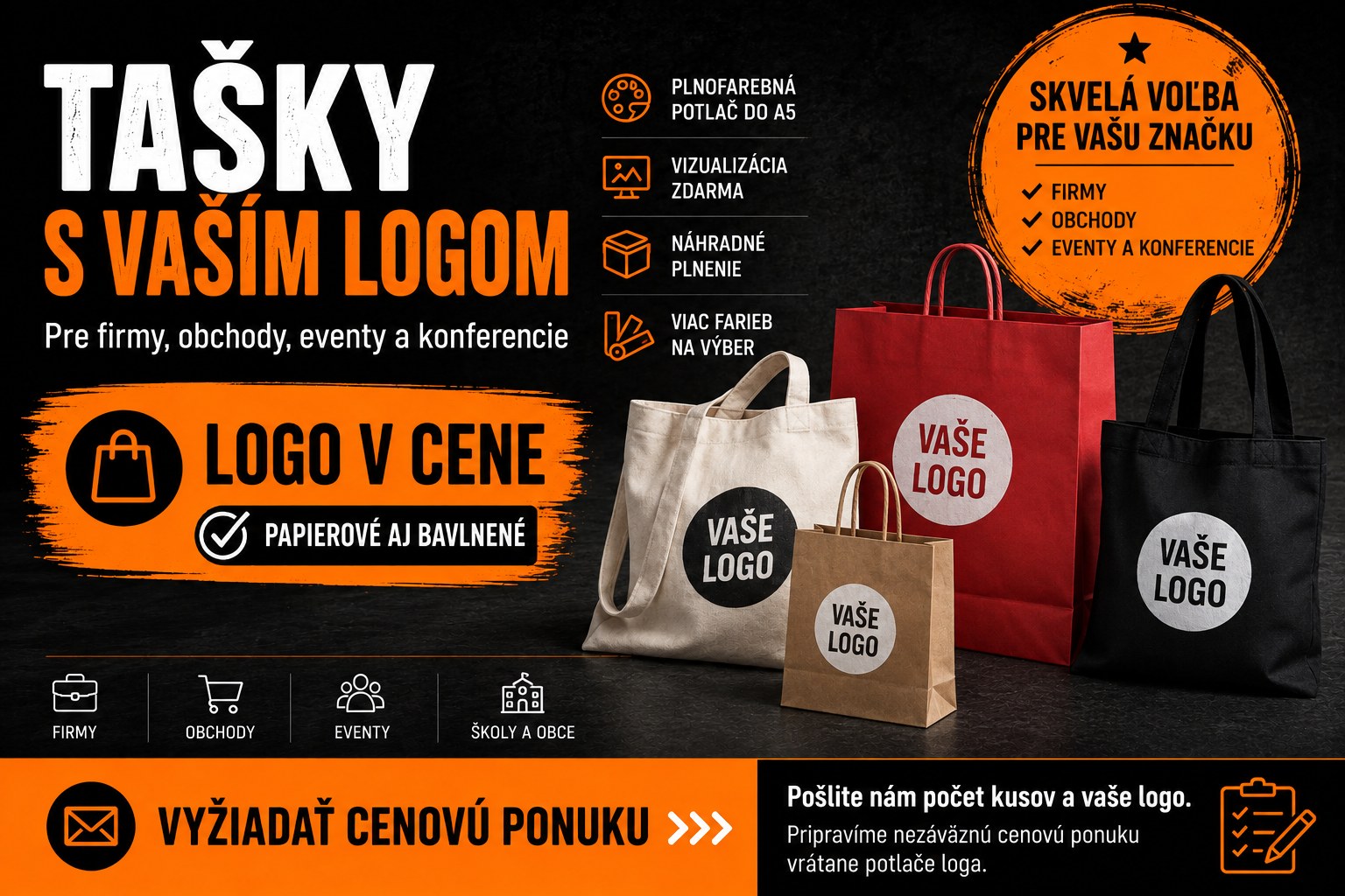 Vyžiadať cenovú ponuku na tašky s logom