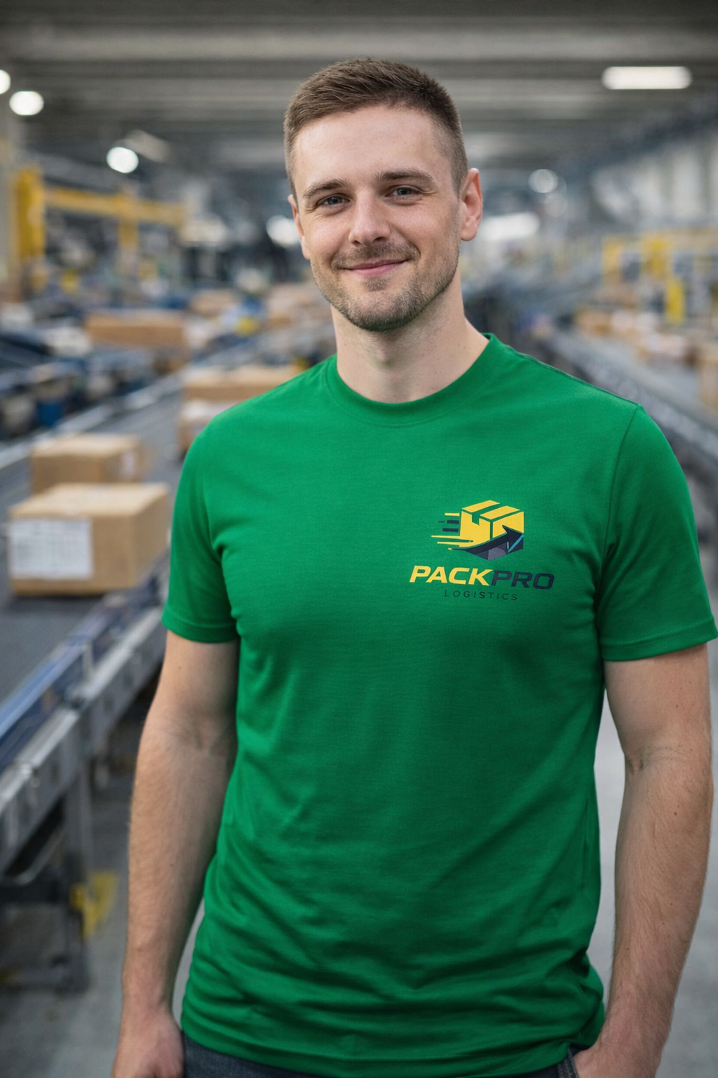 Tričko s logom firmy – zelené pre logistickú spoločnosť, chránená dielňa