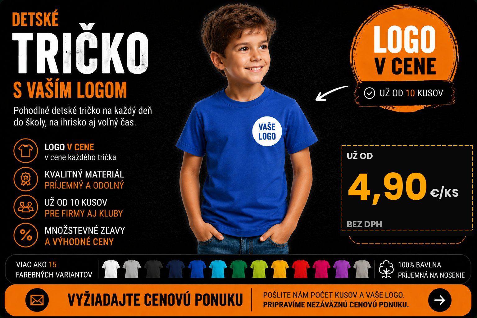 Detské tričko s logom – škola, škôlka, od 10 ks