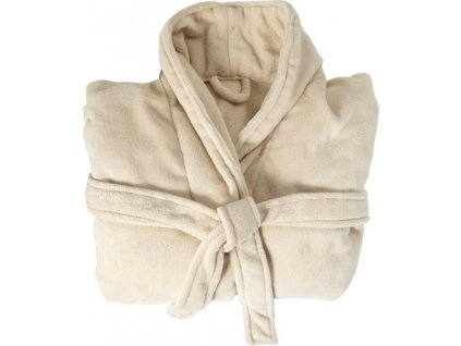 Flaušový župan s 2 našitými vreckami , Beige (Farba Beige)