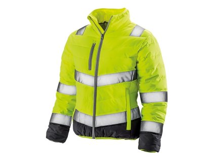 Women`s Soft Padded Safety Jacket , fluorescent yellow/grey, S (Farba fluorescent yellow/grey, Velkost S)