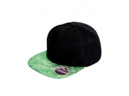 Bronx Flat Glitter Peak Snapback Cap , black/green (Farba black/green)