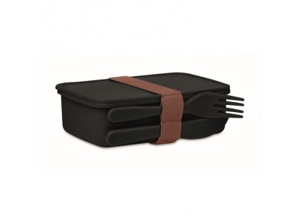 Obedová krabička s príborom , Black (Farba Black)