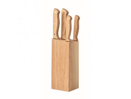 5-dielna súprava nožov v stojane , wood (Farba wood)