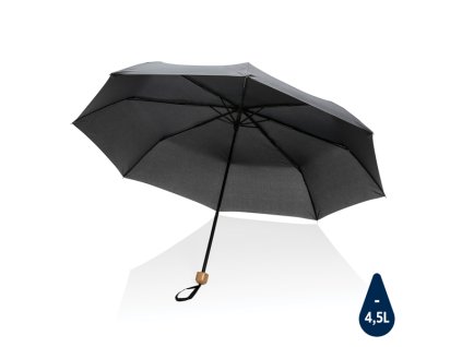20,5" bambusový dáždnik Impact zo 190T pongee RPET AWARE™ , Black