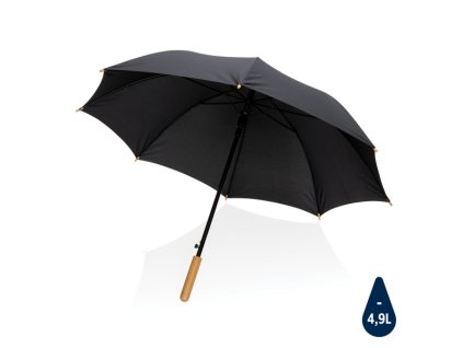 23" bambusový auto-open dáždnik Impact zo 190T RPET AWARE™ , Black (Farba Black)