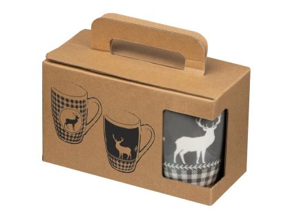 Sada 2 vianočných hrnčekov, 300ml , grey/red (Farba grey/red)