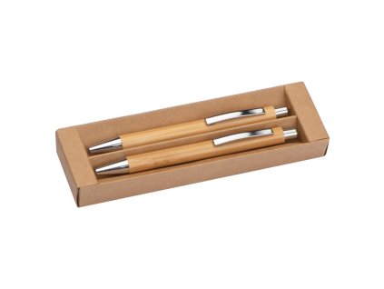 Písacia sada z bambusu (guľôčkové pero a ceruzka) , Beige (Farba Beige)