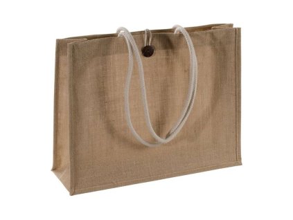 Jutová taška s gombíkom (320 g/m2) , Brown (Farba Brown)