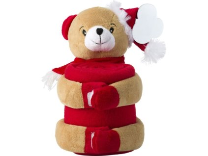 Vianočná deka s hračkou - medvedík , Red (Farba Red)