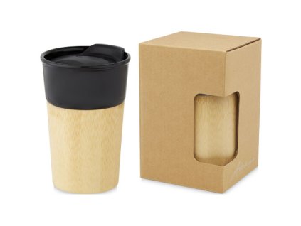 Porcelánový hrnček (320 ml) s bambusovou vonkajšou stenou , shiny black (Farba shiny black)