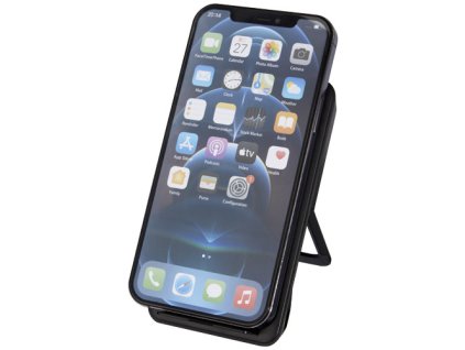 10W bezdrôtová nabíjacia podložka z RPET so stojanom na telefón , solid black (Farba solid black)