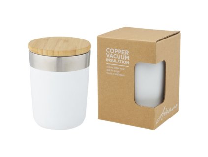 Termo téglik (300 ml) z nerezovej ocele s medenou vákuovou izoláciou a bambusovým viečkom , white (Farba white)
