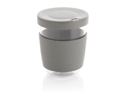 Pohár so silikónovým vrchnákom a úchopom Ukiyo , gray (Farba gray)
