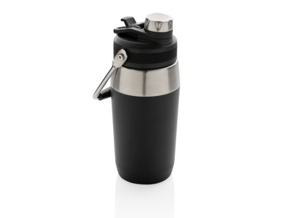 Nerezová termo fľaša s duálnym uzáverom 500ml , Black (Farba white)