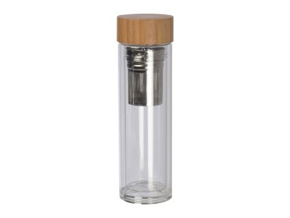 Sklenená fľaša s bambusovým vekom , transparent (Farba transparent)