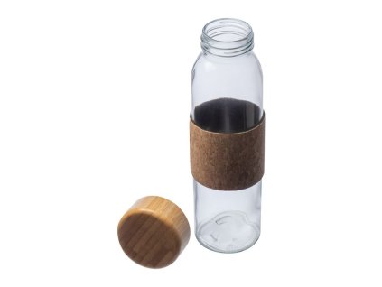 Sklenená fľaša 500 ml s korkovým gripom , transparent (Farba transparent)