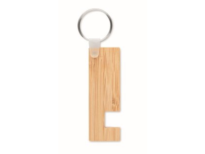 Bambusová kľúčenka so stajonom na mobil , wood (Farba wood)