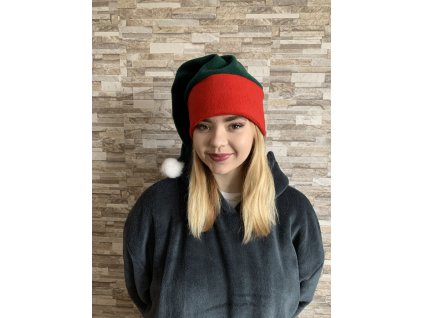 Vianočná čiapka Elf , red/green (Farba red/green)