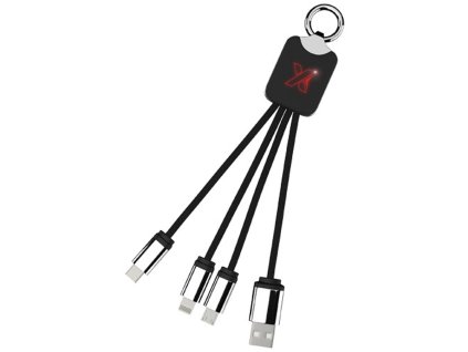 Light-up nabíjací kábel so 4 konektormi SCX.design C15 , Red (Farba Red)