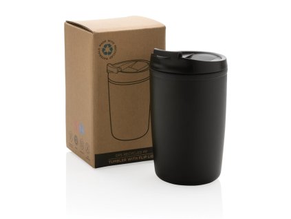 Termohrnček z GRS recyklovaného PP , Black (Farba Black)