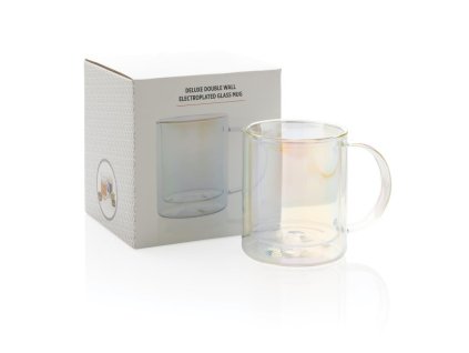 Dvojstenný galvanicky pokovovaný sklenený hrnček , transparent (Farba transparent)