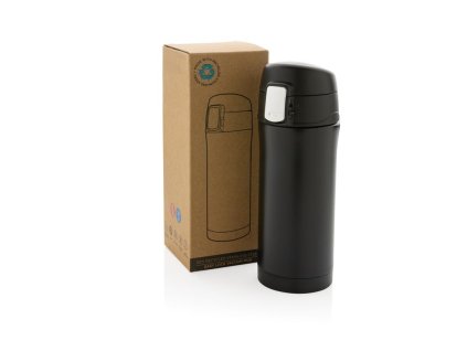 Termohrnček Easy lock z RCS recyklovanej ocele , Black (Farba Black)