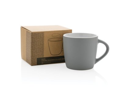 Keramický hrnček s farebným vnútrom , grey/white (Farba grey/white)