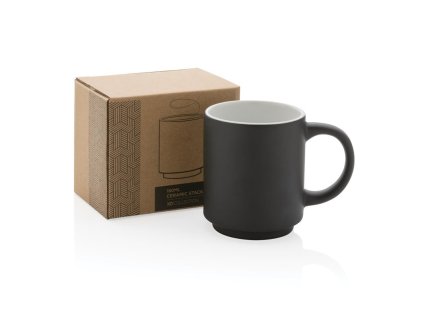 Stohovateľný keramický hrnček , Black (Farba Black)