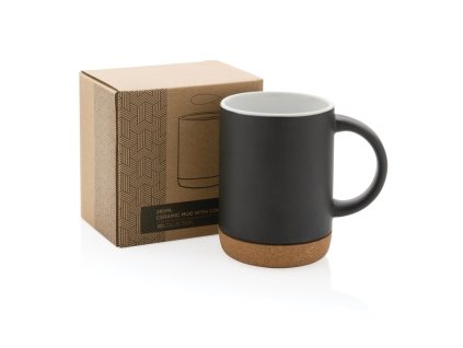 Keramický hrnček s korkovým podstavcom , Black (Farba Black)