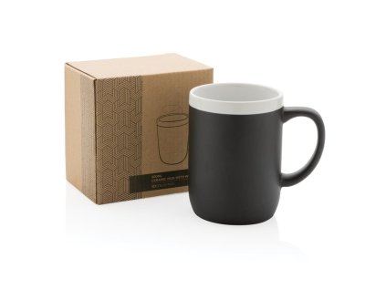 Keramický hrnček s bielym lemom , black/white (Farba black/white)